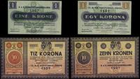 zestaw: 1 korona i 10 koron 1.08.1916, 1 korona 