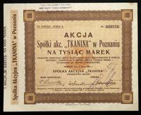 akcja na 1.000 marek 1.07.1921, Spółka Akcyjna "