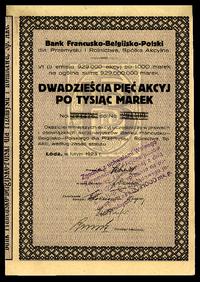 25 akcji po 1.000 marek polskich Łódź 1923, Bank