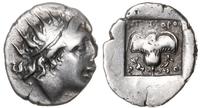 drachma ok. 88-84 pne, Aw: Głowa Heliosa w prawo