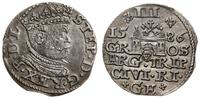 trojak 1586, Ryga, mała głowa króla na awersie, 