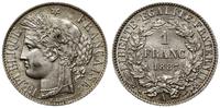 1 frank 1887 A, Paryż, srebro 5.00 g, bardzo ład