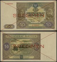 50 złotych 15.05.1946, czerwone dwukrotne przekr