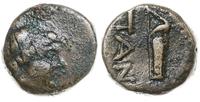 brąz 200-150 pne, Aw: Głowa Apollo w wieńcu w pr