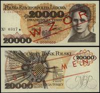 20.000 złotych 1.02.1989, czerwone ukośne "WZÓR"