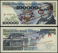 100.000 złotych 1.02.1990, czerwone ukośne "WZÓR