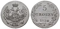5 groszy 1838 MW, Warszawa, moneta wymyta, rzadk