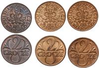 Polska, zestaw: 3 x 2 grosze, 1937, 1938, 1939