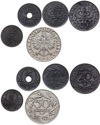 zestaw monet:, 1 i 5 groszy 1939, 10 i 20 groszy