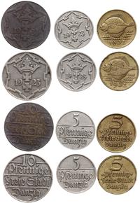 Polska, zestaw: 2 x 5 fenigów 1923, 2 x 5 fenigów 1932, 2 x 10 fenigów 1923