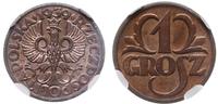 1 grosz 1939, Warszawa, piękna moneta z naturaln