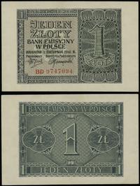 1 złoty 1.03.1941, seria BD, numeracja 9747094, 