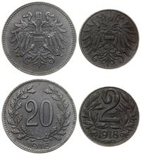 lot 2 monet 1918, Wiedeń, 2 halerze oraz 20 hale