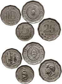 lot 4 monet, 5 pesos 1965, 10 pesos 1966, 25 pes