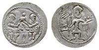 denar z lat 1146- 1157, Aw: Dwaj książęta, Rw: R
