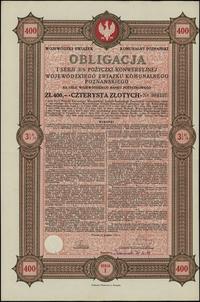 Rzeczpospolita Polska 1918-1939, obligacja 3 1/2% pożyczki konwersyjnej na cele Wojewódzkiego Banku Pożyczkowego na 400 złotych, 1927
