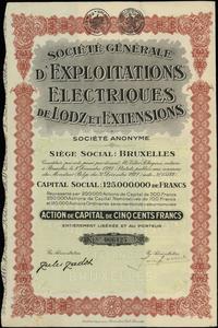 akcja na okaziciela na 500 franków 1927, wydana 