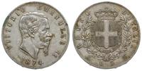 5 lirów 1874, Mediolan, srebro "900", uderzone n