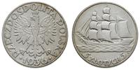 5 złotych 1936, Warszawa, Żaglowiec, moneta umyt