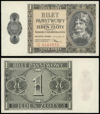 1 złoty 1.10.1938, seria IG, numeracja 6484033, 