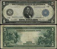 5 dolarów 1914, niebieska pieczeć, podpisy: Whit