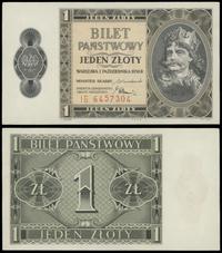 1 złoty 1.10.1938, seria IG, numeracja 6457304, 