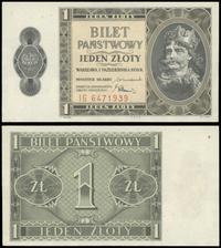 1 złoty 1.10.1938, seria IG, numeracja 6471939, 