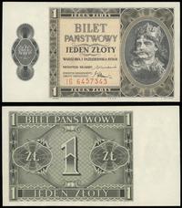 1 złoty 1.10.1938, seria IG, numeracja 6457343, 