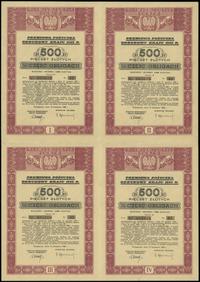 Polska powojenna 1944-1952, obligacja wartości 2.000 złotych = 4 x 500 złotych 15.04.1946