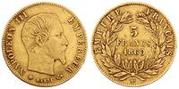 5 franków 1860/BB, złoto 1.57 g