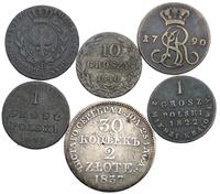 zestaw 6 monet, St. Aug. Poniatowski -1 grosz 17