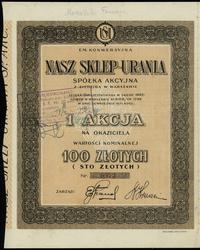 akcja na 100 złotych (1931), numeracja 0973, z t