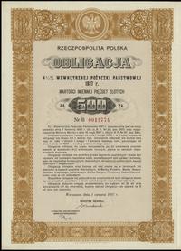 Rzeczpospolita Polska 1918-1939, obligacja 4 1/2% wewnętrznej pożyczki państwowej na 500 złotych, 1.06.1937