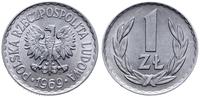 1 złoty 1969, Warszawa, aluminium, bardzo ładny 