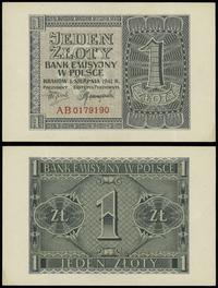 1 złoty 1.08.1941, seria AB 0179190, dwukrotnie 
