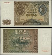100 złotych 1.08.1941, seria D 0898354, przegięt