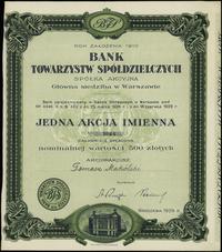 1 akcja na 500 złotych 1929, Warszawa, numeracja