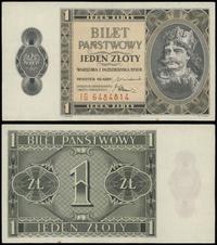 1 złoty 1.10.1938, seria IG 6484814, małe przeba