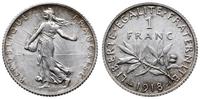 1 frank 1918, Paryż, srebro, pięknie zachowane, 