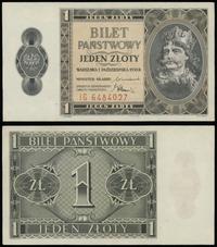 1 złoty 1.10.1938, seria IG 6484027, pięknie zac