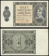 1 złoty 1.10.1938, seria IG 6457380, zagniecenia