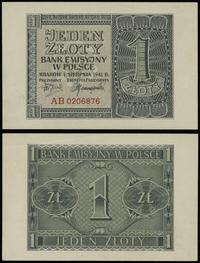 1 złoty 1.08.1941, seria AB 0206876, piękne, min