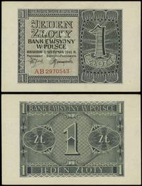 1 złoty 1.08.1941, seria AB, numeracja 2970543, 