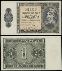 1 złoty 1.10.1938, seria IG, numeracja 6457467, 