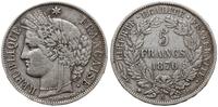 5 franków 1870 A, Paryż, popiersie autorstwa Oud
