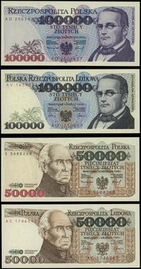 zestaw 4 banknotów, 50.000 złotych 1.12.1989, 50