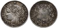 5 franków 1851 A, Paryż, popiersie autorstwa Oud