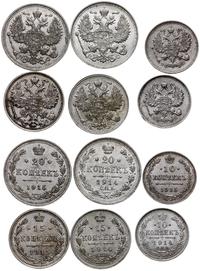 Rosja, zestaw: 2 x 10 kopiejek, 2 x 15 kopiejek, 2 x 20 kopiejek, 1914 i 1915