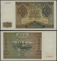 100 złotych 1.08.1941, seria D 0898374, delikatn