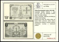 Polska, czarnodruk projektu banknotu 1 złoty, 1.07.1955